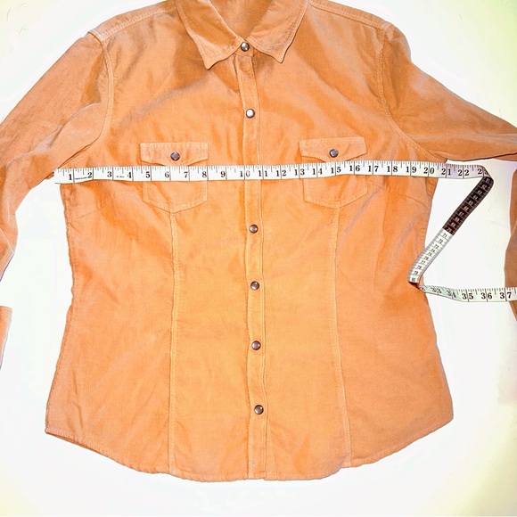 J.Crew Corduroy fitted western style Top snap closure long sleeve tan color SZ:L - Picture 6 of 13